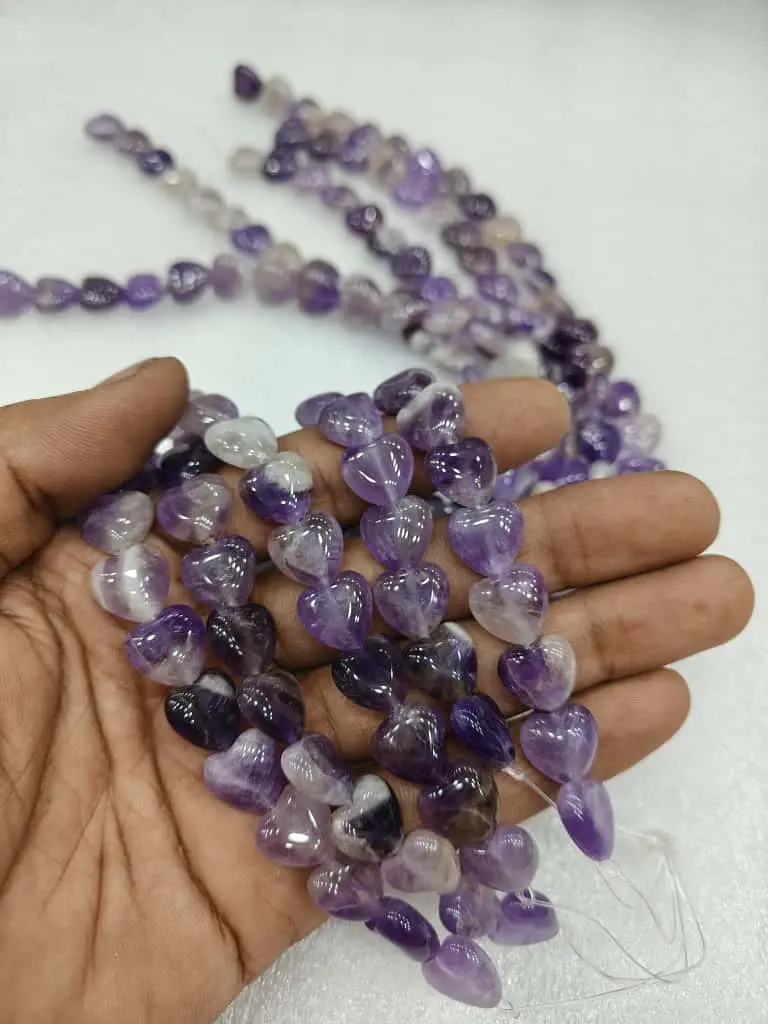 Natural Amethyst Heart Beads Line A Beautiful Selection Pieces Good Making And Good Looking